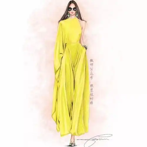 服装设计手绘效果图彩铅礼服时装画欣赏彩铅入门基础