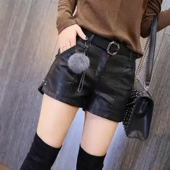 短裤女秋冬季外穿皮短裤女秋冬高腰短裤女冬款pu短裤女秋冬季新款百搭