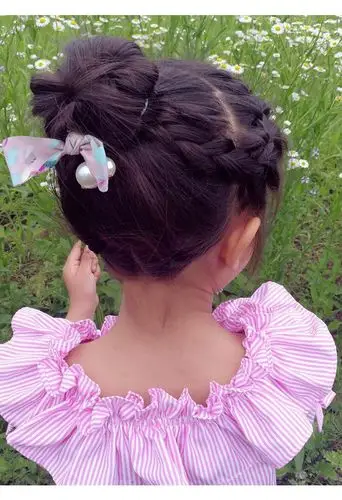 新c1儿童盘发器丸子头花苞头珍珠小号公主盘发工具女童小女孩造型