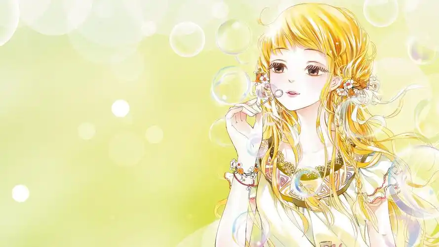 吹泡泡的可爱女孩壁纸 _ 图片网