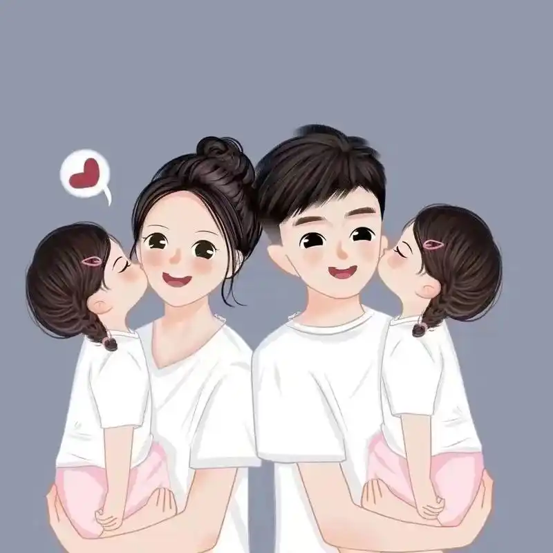 全家福卡通头像 四口之家头像#一家人在一起就是幸福 #卡通 - 抖音
