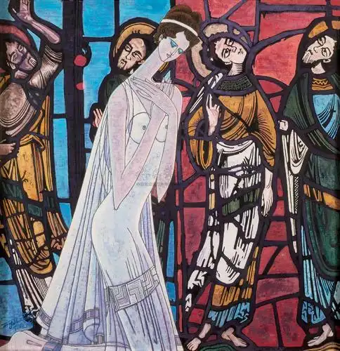 0631 1992年作 少女的祈祷 纸本重彩