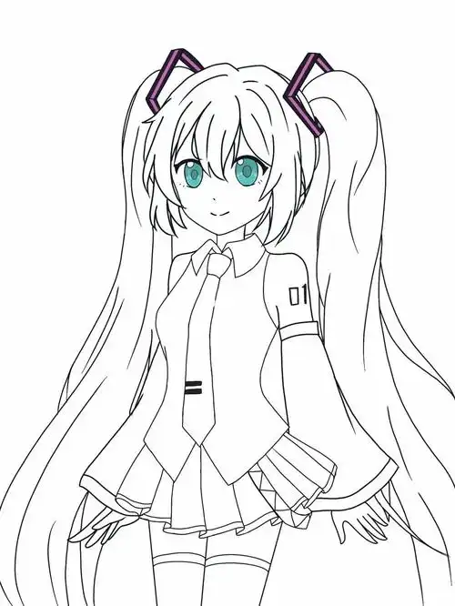 图二是半成品,第一次尝试画初音,不喜勿喷!