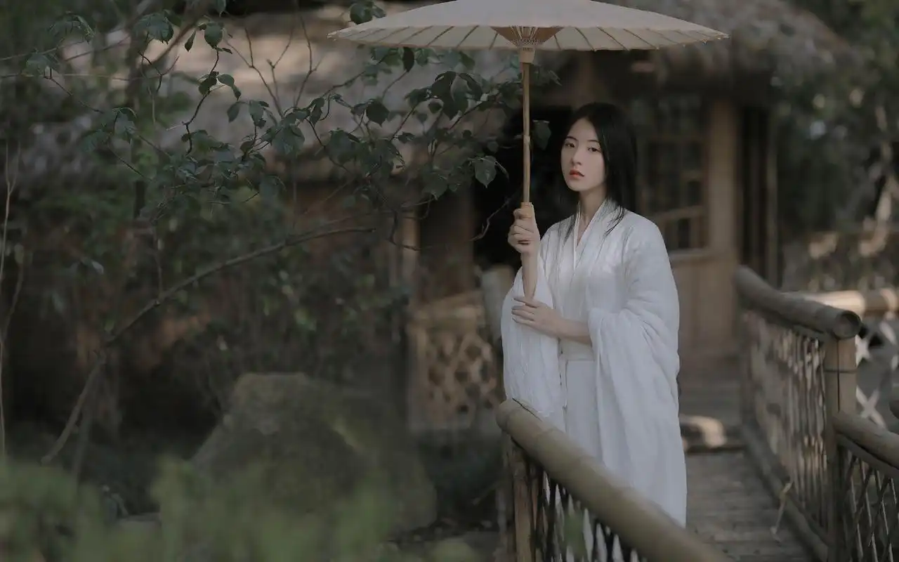 古风白衣美女高清桌面壁纸-美女壁纸-壁纸下载-美桌网