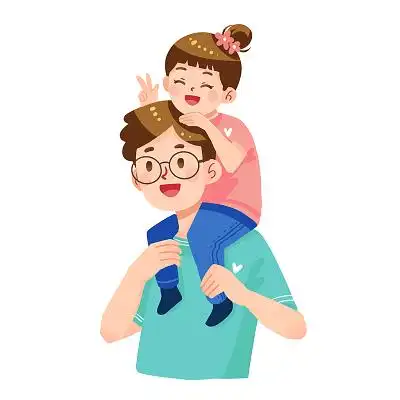 蓝色开心父亲节卡通人物png素材