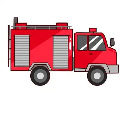 119全国消防宣传日卡通手绘消防车免抠素材