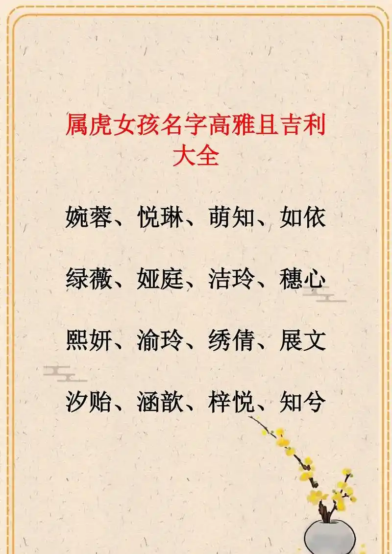 属虎女孩名字高雅且吉利大全 #起名改名策划 #起名 #202 - 抖音