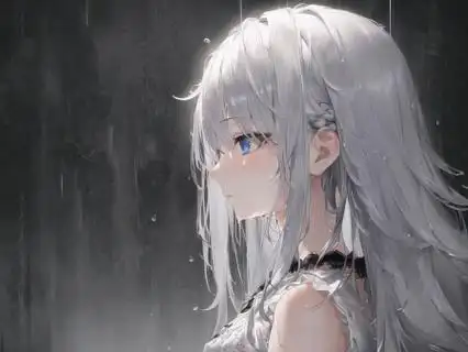 蓝眼睛 白发 动漫女孩4k壁纸