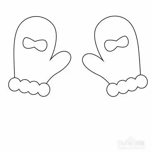 冬天手套的简笔画