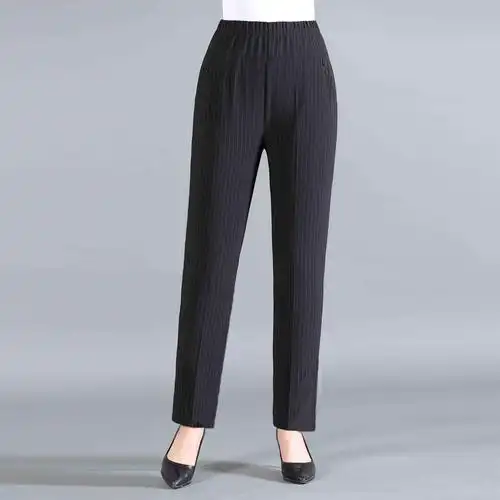 新款中老年女装裤子休闲裤直筒裤高腰弹力妈妈裤子大码中老年女裤