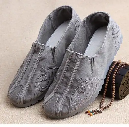 vknk中国风老北京布鞋春秋男单鞋休闲祥云道士鞋僧鞋轻便洒鞋 灰色 39