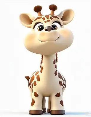 可爱的长颈鹿儿童玩偶的产品设计图