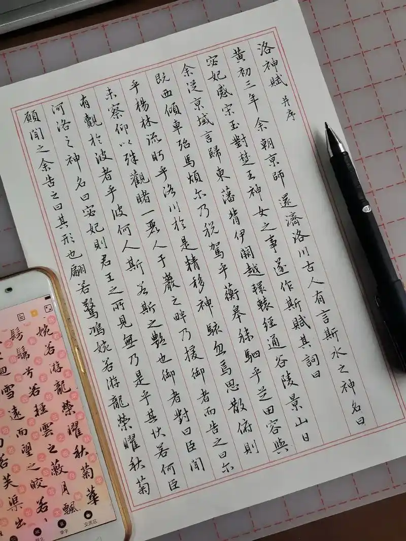 硬笔行书|临赵孟頫洛神赋～p1.#硬笔书法 #写字是一种生活 - 抖音