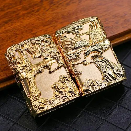 正品zippo打火机金鹰盔甲zppo芝宝复古正版男士zippo