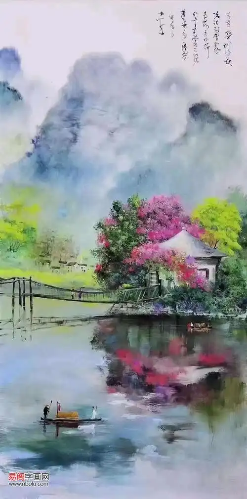 画家冯少帅简介,画家冯少帅最新作品桃花江南山水画欣赏