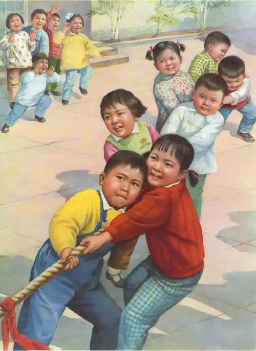 怀旧70年代的年画(17)_创作_农村_拔河