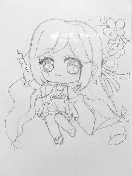 迷你世界q版头像人物手绘画线稿二创花小楼