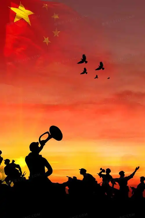 红色精神创意摄影合成致敬抗日英雄背景