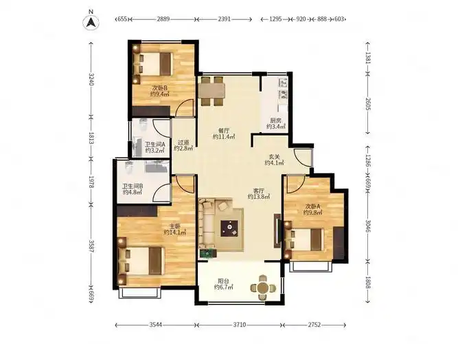 带车位,拎包入住,荣盛祥云府二手房,155万,3室2厅,2卫,110平米-嘉兴
