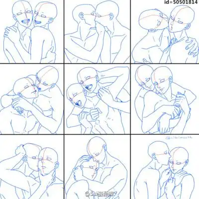 sai资源库#动漫人物单人肢体动作到双人肢体动作参考,表情到动作炕