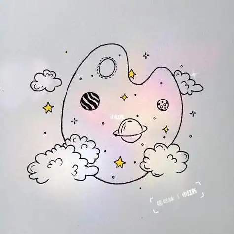手绘简笔画手帐素材  转via ins插画78梦幻星空手帐排版7515简笔画