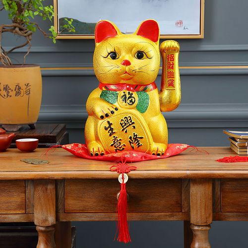 【生意兴隆】【财源广进】猫摆件开业礼品陶瓷摇手电动送礼 二维码