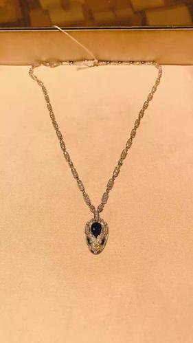 阿段正品代购2020新款bvlgari宝格丽白金全钻蛇头项链