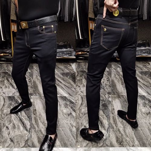 122秋季男士直筒弹力高腰商务休闲黑色牛仔裤男显瘦复古长裤百搭