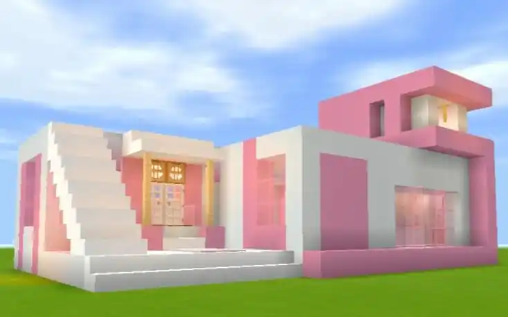 mc建筑教程少女心小别墅颜色系列第一期粉色我的世界