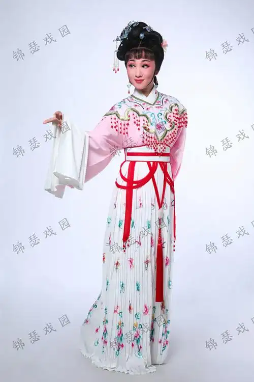 越剧戏曲花旦小姐真丝黄梅戏婺剧民族服装