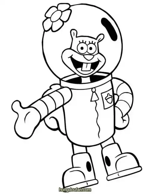 海底世界的珊迪松鼠海绵宝宝动画片卡通图片涂色大全