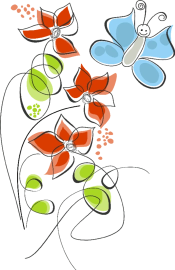 卡通手绘花朵蝴蝶