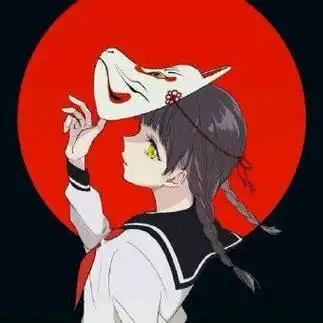 一个带着狐狸面具红色的闺蜜头像
