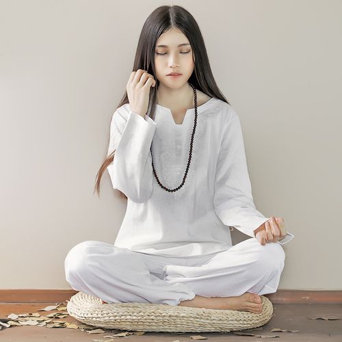 康愫雅ksua瑜伽服套装女棉麻民族风禅修打坐冥想居士服长袖宽松束脚