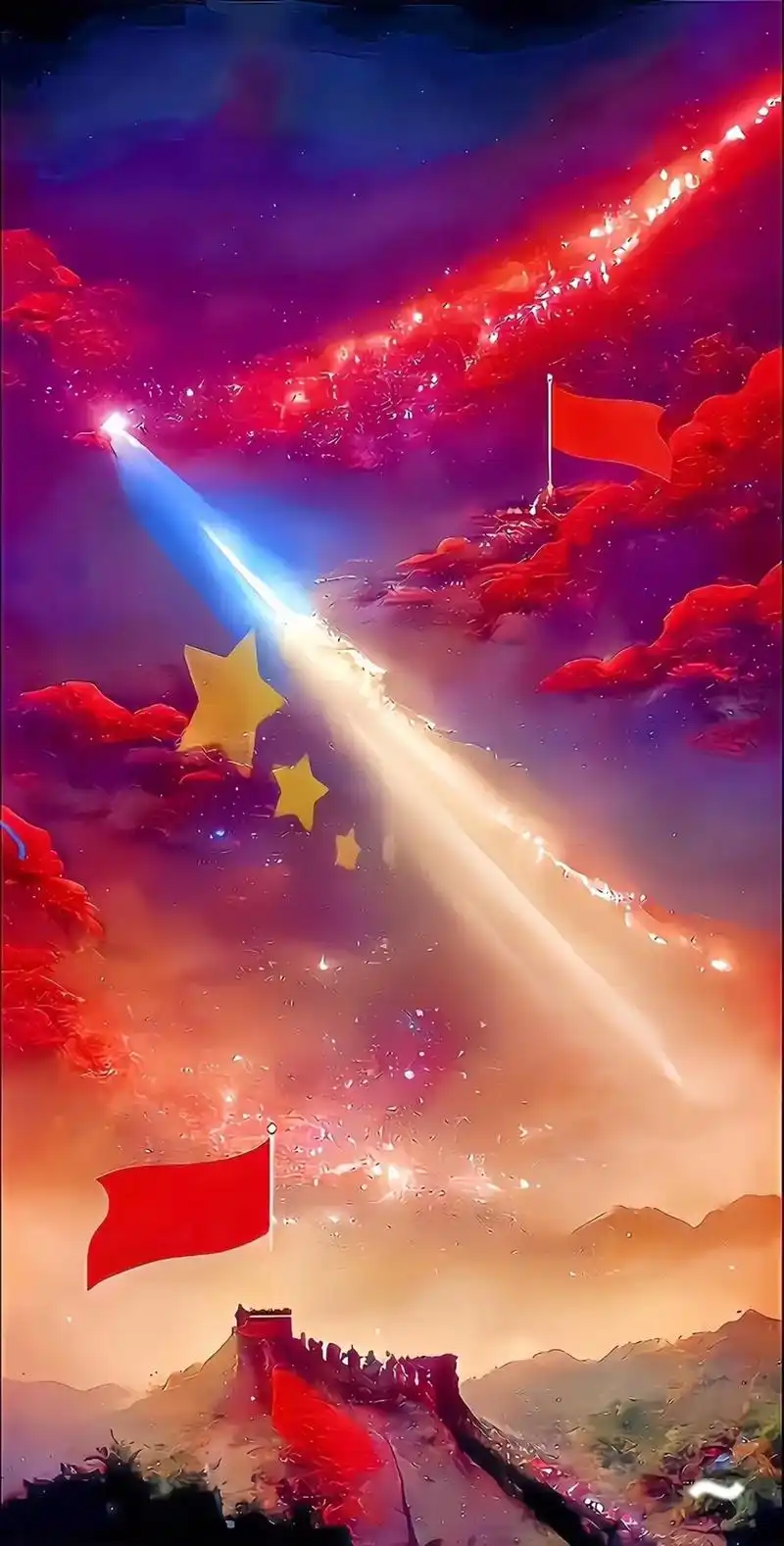 爱国主义壁纸#手机锁屏 #五星红旗迎风飘扬 - 抖音