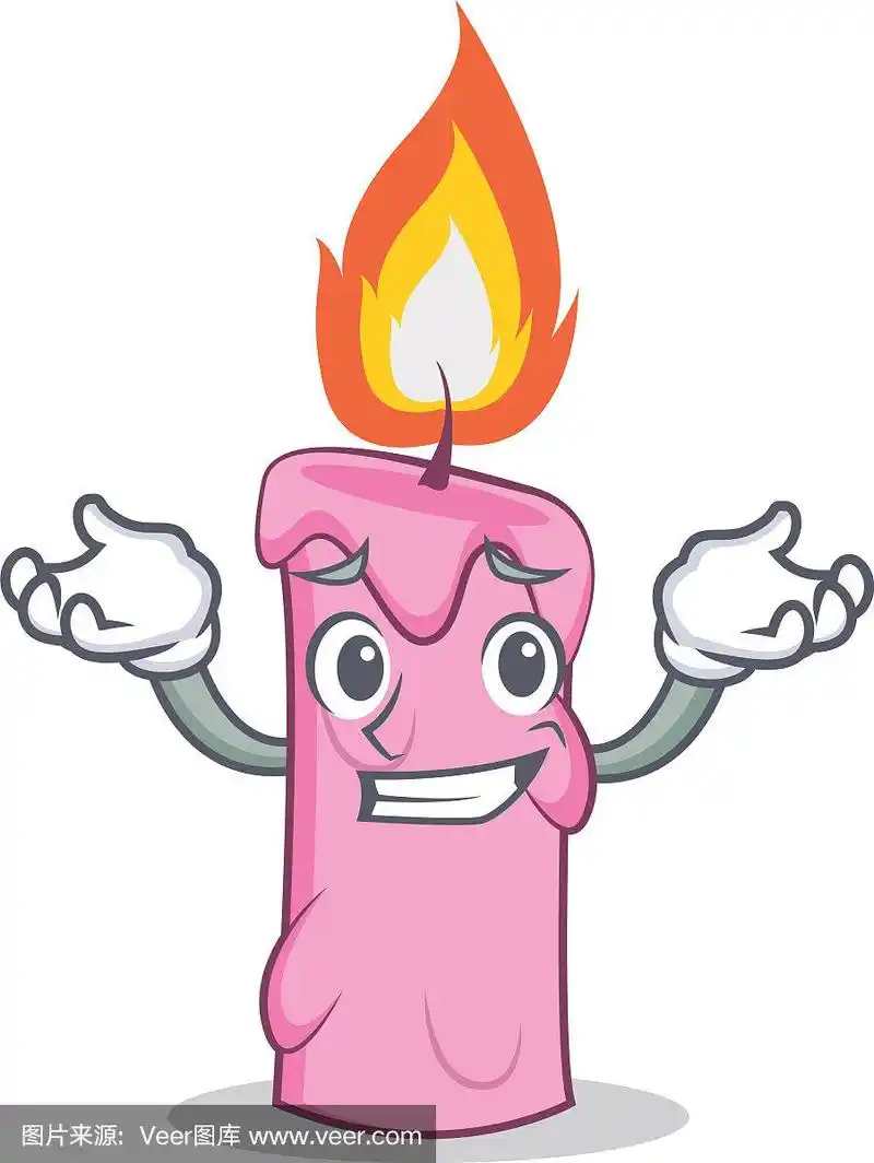 笑嘻嘻的蜡烛人物卡通风格