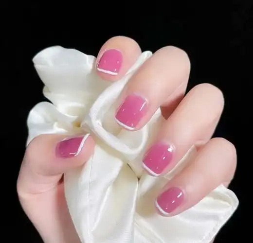 2021款冰透显白法式美甲,图片,短指甲-lomo美甲