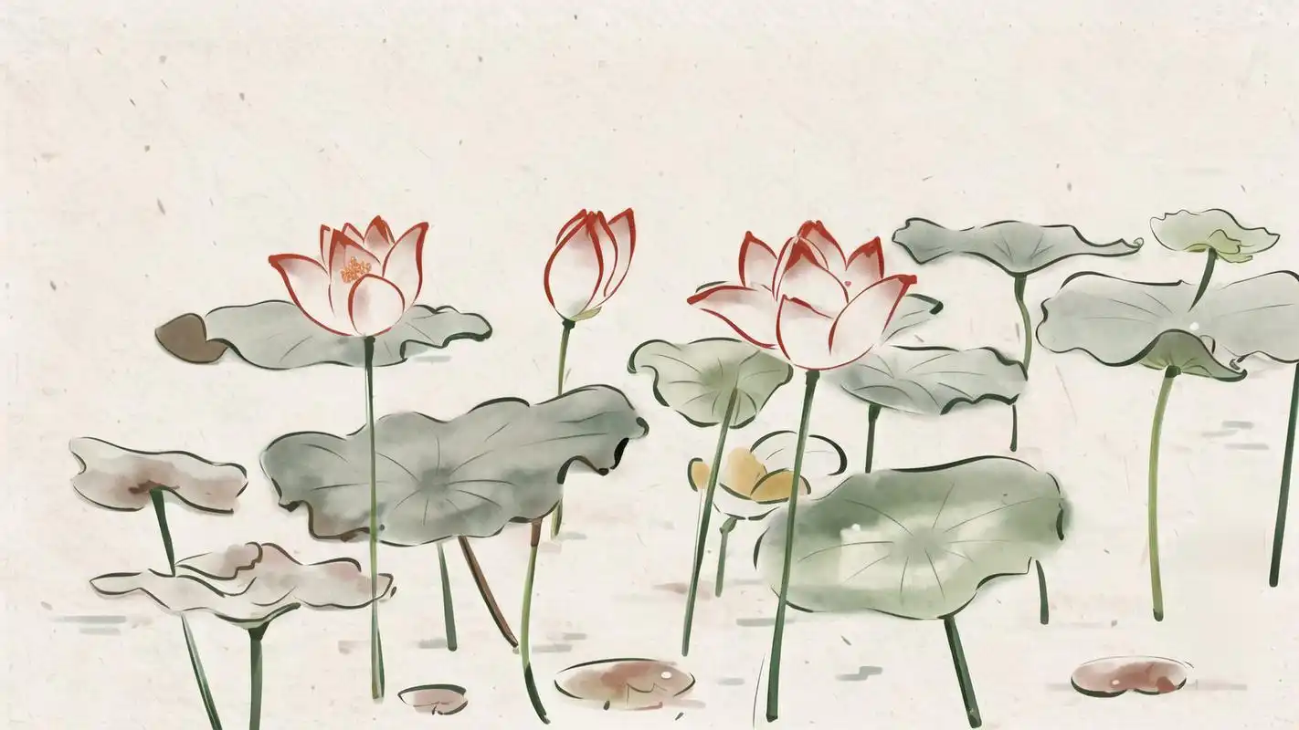 🌸古风荷花背景,淡雅之美🎨 喔,这组古风荷花背景图真的太美啦!
