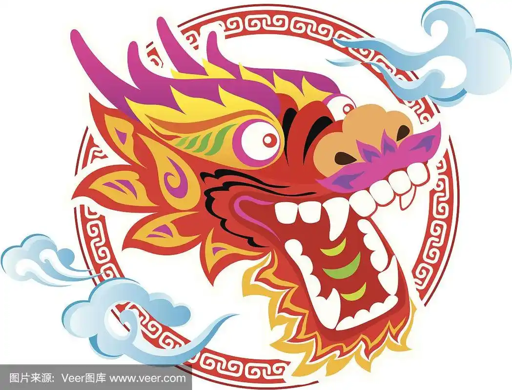 彩色中国龙头艺术设计