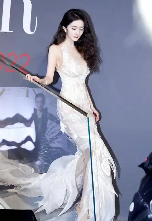 杨幂芭莎蕾丝纱裙造型