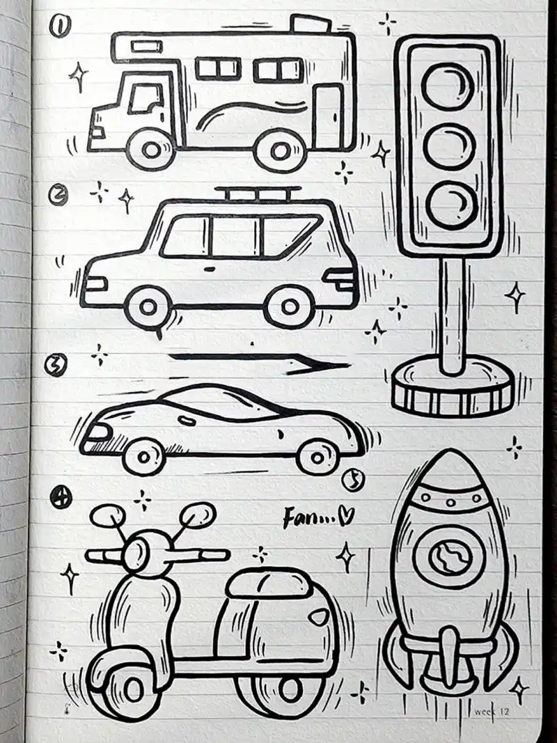 今日简笔画(59)‖交通工具07第三篇~ 92大家好像挺喜欢交通工具篇