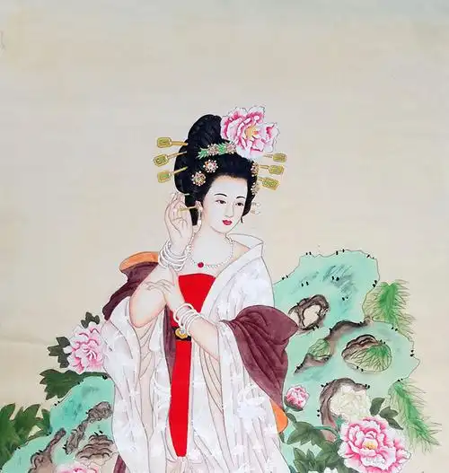 刘建 工笔画作品《杨贵妃》