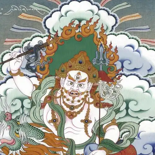 藏传白财神财神佛像唐卡挂画西藏密宗藏族供奉现代装饰画