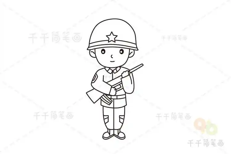 军装卡通人物简笔画