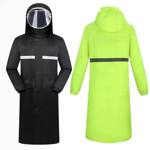 反光成人连体电动车摩托车风衣户外骑行外卖双层双帽檐雨衣男女