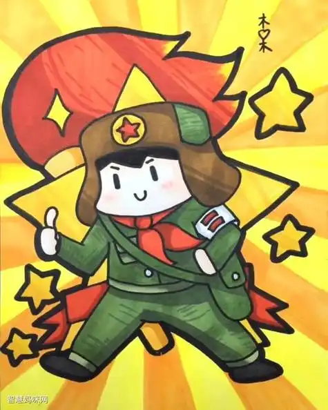 简笔画雷锋彩色