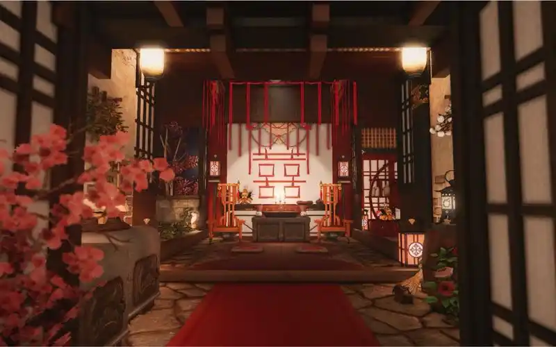 【ff14 m房装修】囍|中式/古风院落门厅|婚房