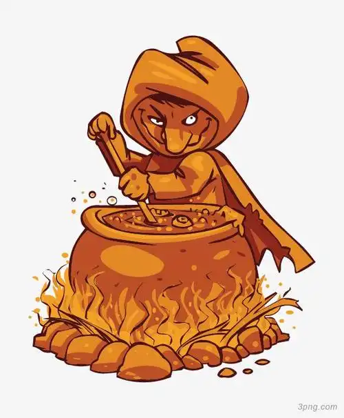 熬药的巫婆png素材透明免抠图片-节日元素