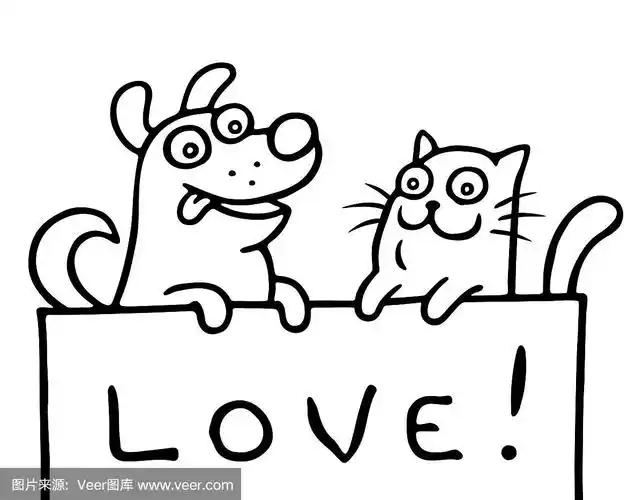 绘画插图,猫,狗,矢量,雕刻图像