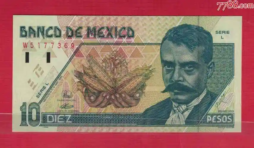 墨西哥1994年10比索全新uncl序列实物图